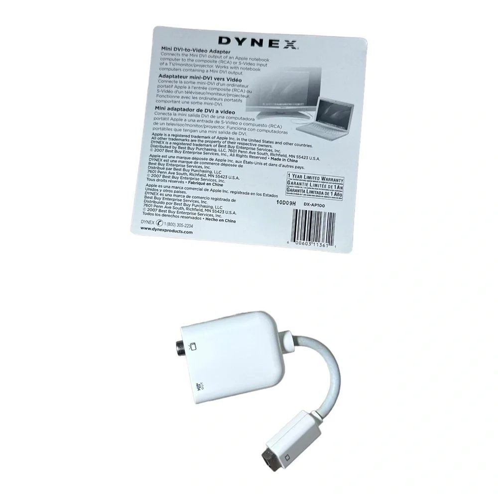 Dynex DX-AP100 Mini DVI-to Video Adapter for Apple TESTED